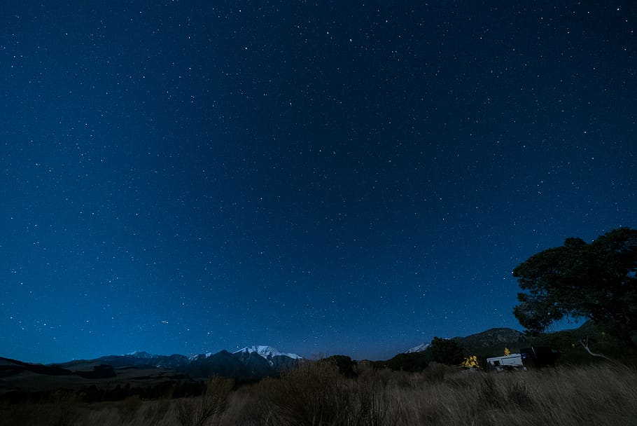 blue starry skies, night, camping, outdoors, great sand dunes national park and preserve HD wallpaper