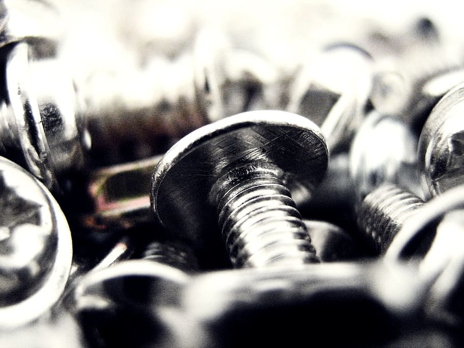 screws, closeup, heap, chrome, steel, nobody, many, heavy, bolt HD wallpaper