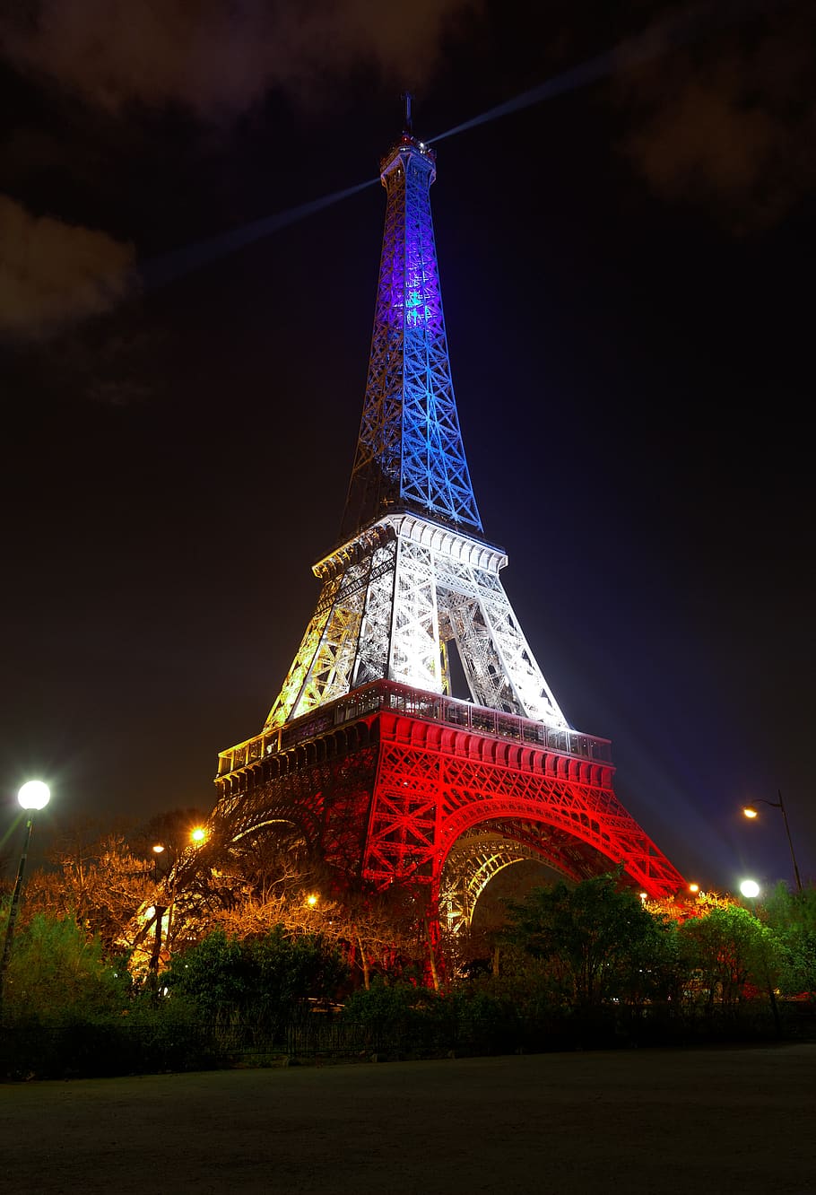 france, paris, eiffel tower, night, illuminated, architecture