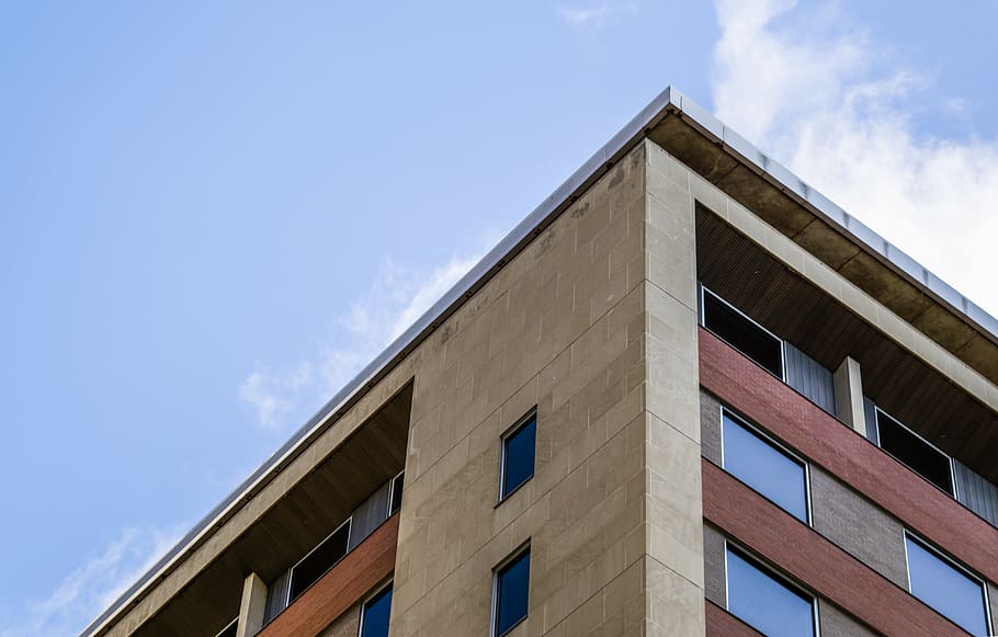Low Angle Photography of Brown Concrete Building, apartment, architecture HD wallpaper
