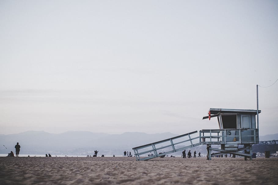 white guard post in the beach during daytime, human, person, nature HD wallpaper