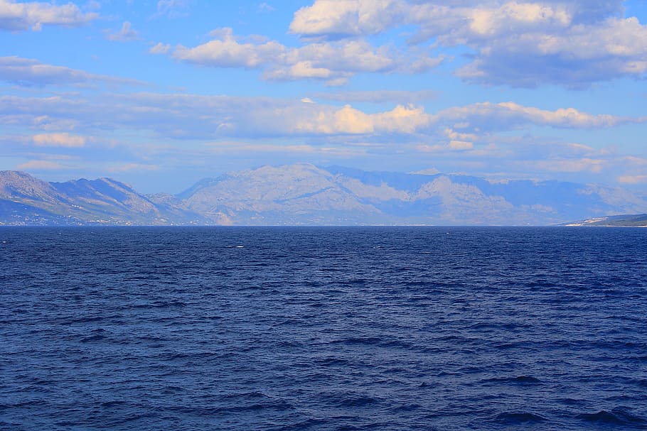 croatia, sea, sky, clouds, blue, summer, mountains, scenics - nature HD wallpaper