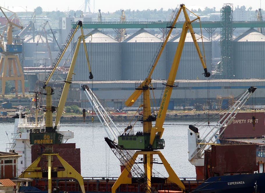 port, romania, crane, constanta, silo, industry, machinery, HD wallpaper