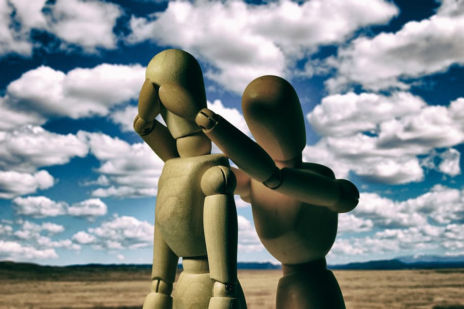 mannequin, sky, cloud - sky, figurine, nature, representation HD wallpaper