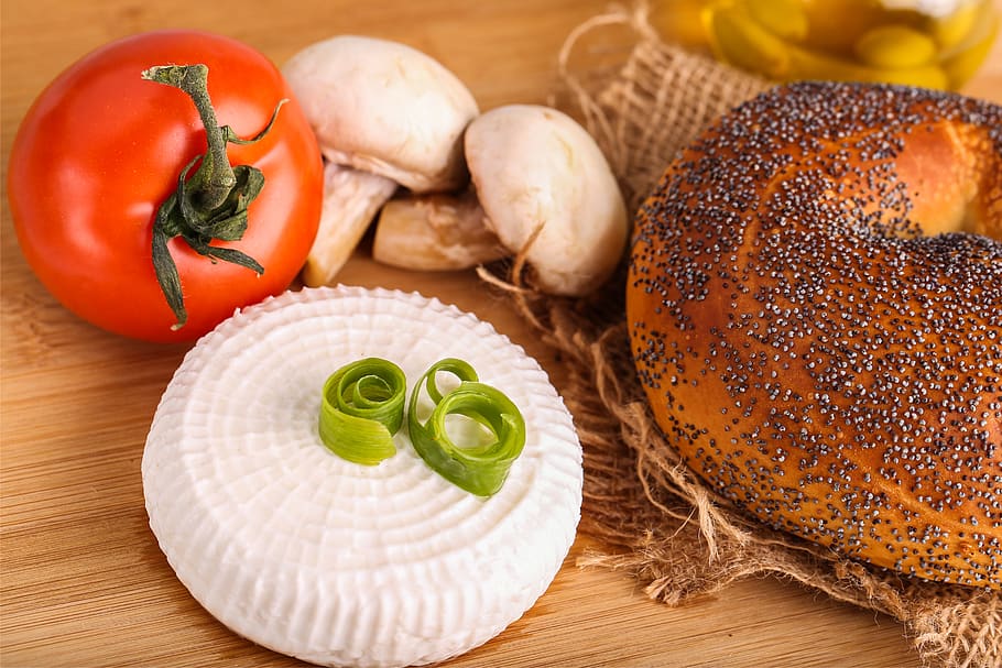 tomato, cheese, bagel, breakfast, delicious, meal, vegetables HD wallpaper