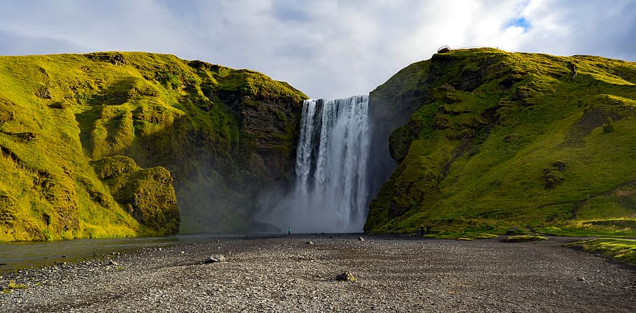 iceland, water, waterfall, scenics - nature, environment, cloud - sky HD wallpaper