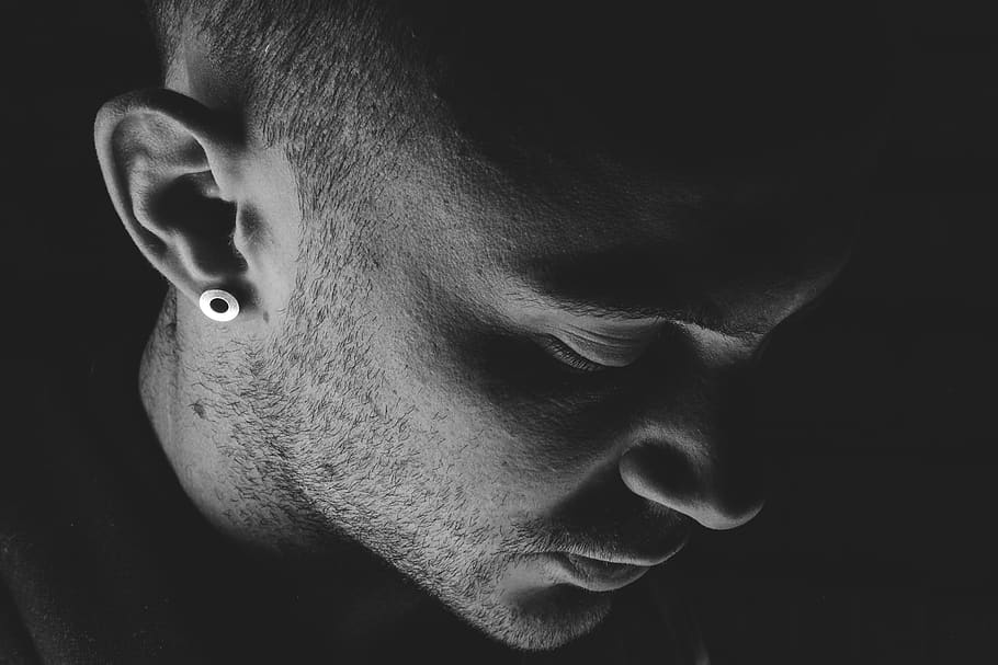 man wearing earring, one person, headshot, close-up, portrait HD wallpaper