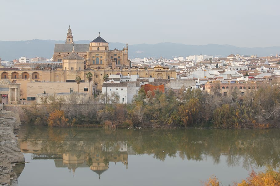 cordoba, river, mosque-cathedral, mosque of cordoba, spain, HD wallpaper