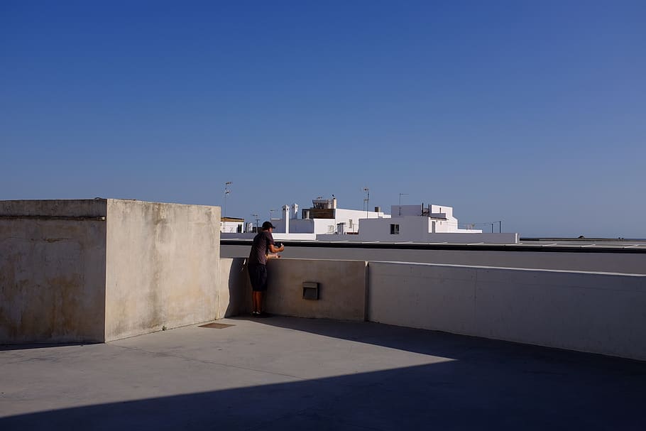 spain, alone, white, clear sky, blue, copy space, sunlight HD wallpaper