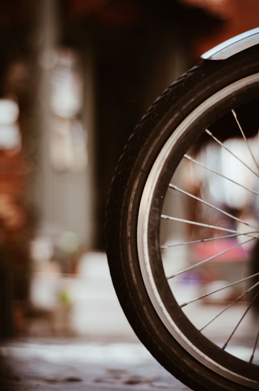 Gray Bicycle Wheel With Tire, blurred background, chrome, close-up HD wallpaper