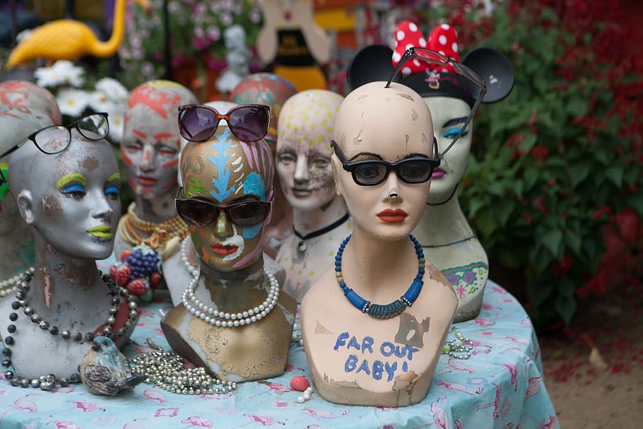 mannequin, face, head, glasses, woman, fashion, funky, heads HD wallpaper