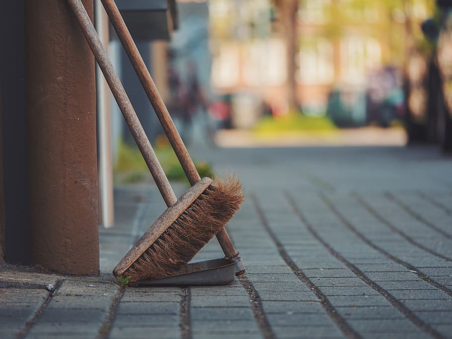 broom, dustpan, cleaning, city, urban, street-cleaning, spring-cleaning, HD wallpaper