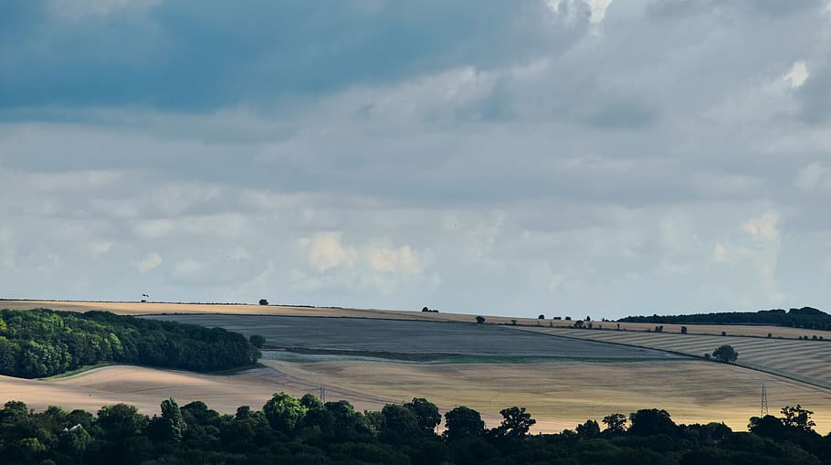 countryside, england, wiltshire, landscape, grey sky, cloud - sky, HD wallpaper