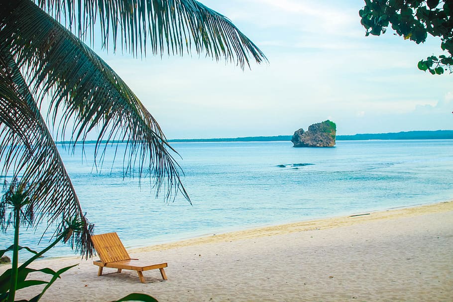 philippines, summer, tropics, beach, relax, coconuts, sea, land HD wallpaper