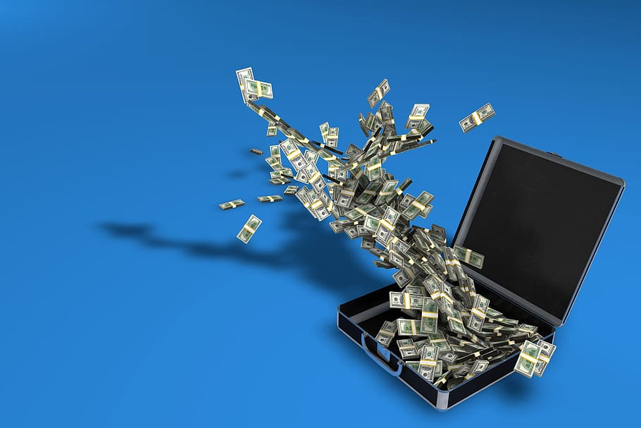 case, money, currency, bag, keep, graphical, technology, blue HD wallpaper