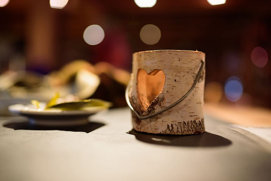 still, items, things, candle, holder, heart, hole, saucer, bokeh HD wallpaper