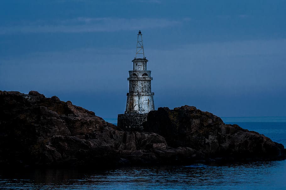 bulgaria, ahtopol, landscape, night, sky, water, lighthouse HD wallpaper