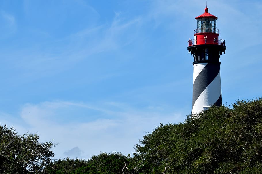 lighthouse, historic, landmark, sky, ocean, tourism, nature HD wallpaper