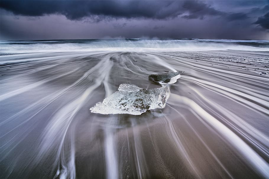 timelapse photography of body of water, ice, long exposure, flow HD wallpaper