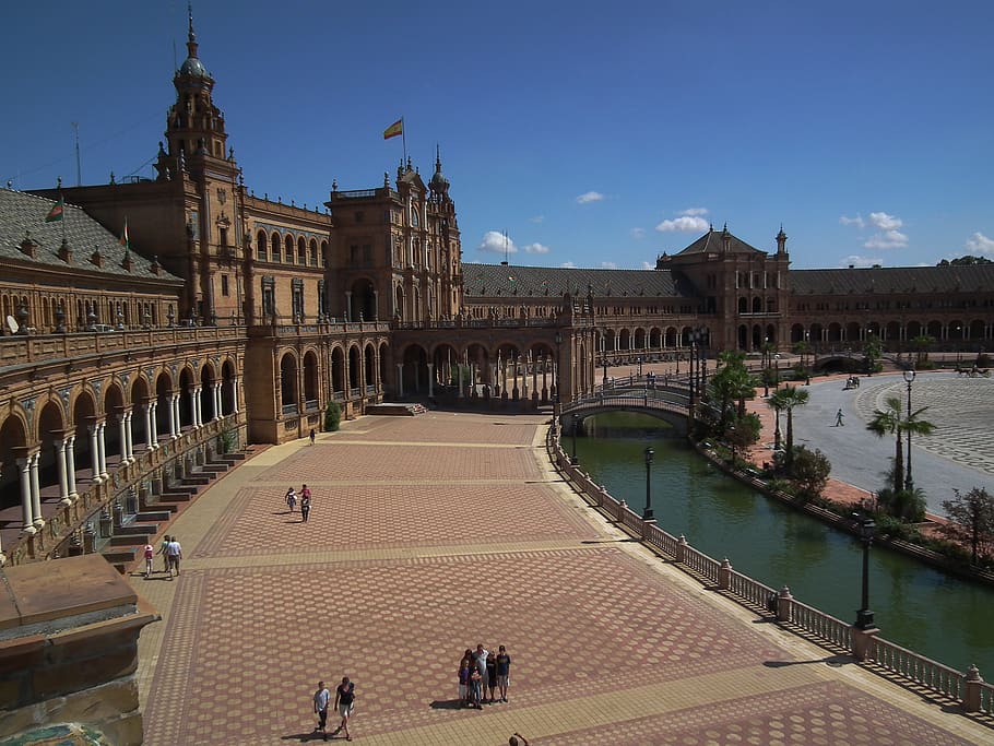 spain, sevilla, plaza de españa sevilla, architecture, built structure, HD wallpaper