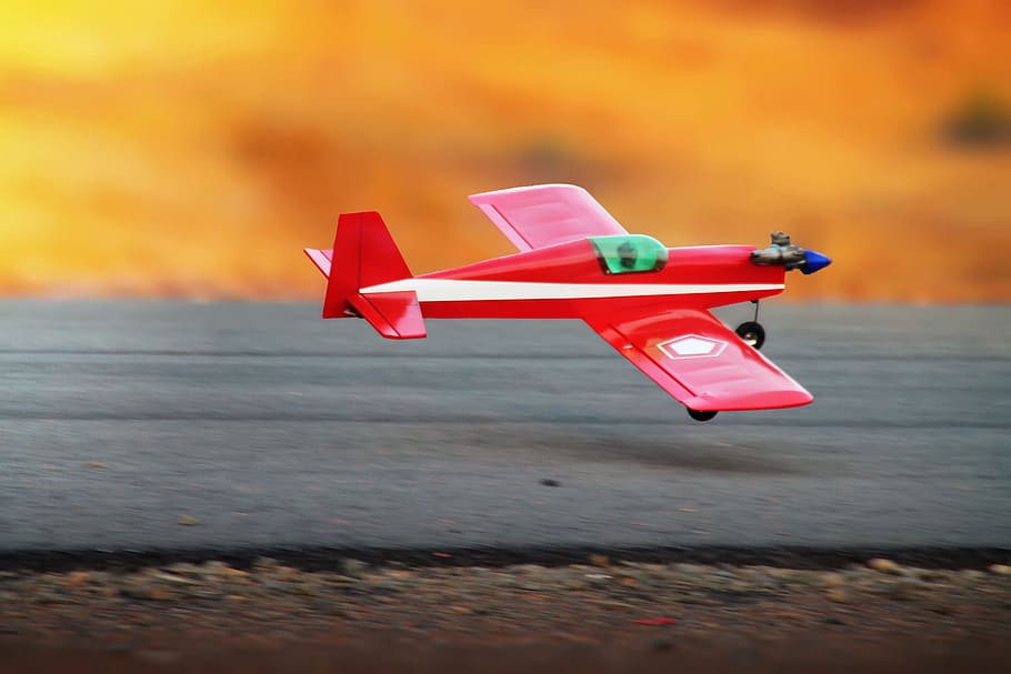 airplane, remote, controlled, model, low, pass, red, speed HD wallpaper