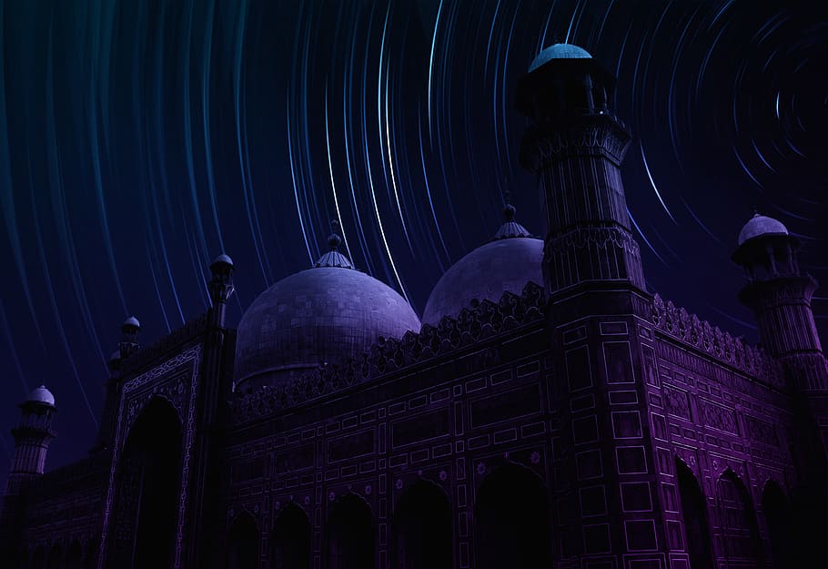 long-exposure photograph of star over mosque, building, sky, long exposure HD wallpaper