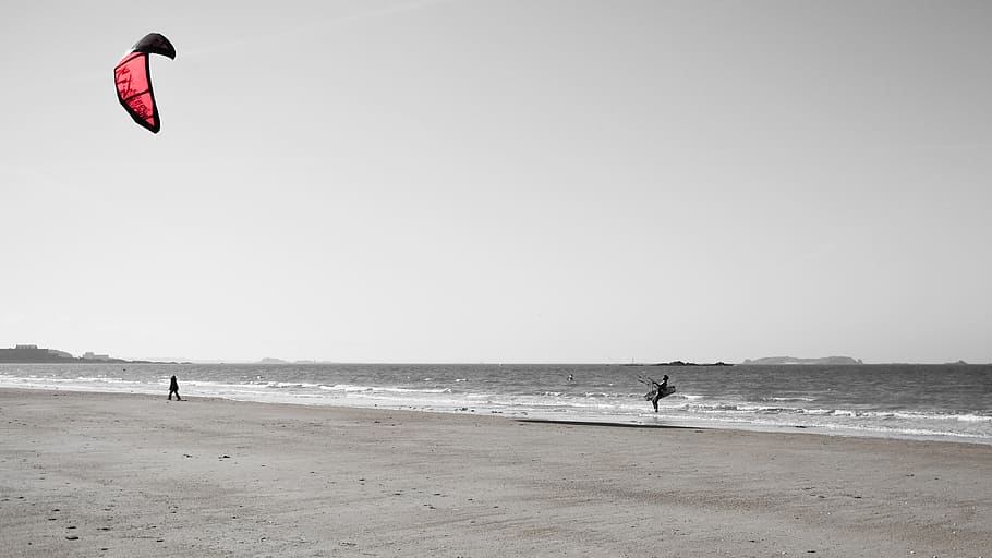 sea, water, beach, land, sky, real people, horizon over water HD wallpaper