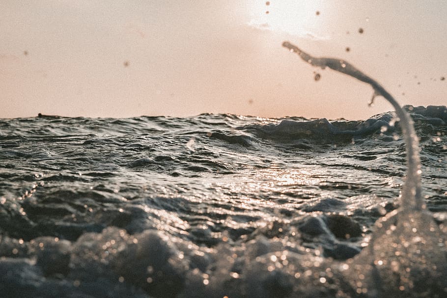 splash, waves, ocean, sea, water, blue water, foam, bubbles HD wallpaper