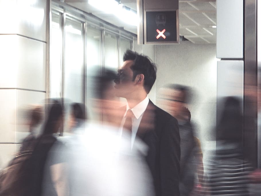 men's black suit jacket, blurred motion, business, business person HD wallpaper