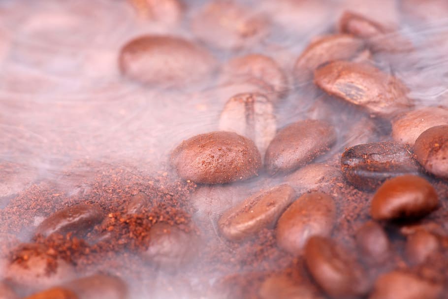 smoke, bean, background, macro, pattern, food, drink, dark HD wallpaper