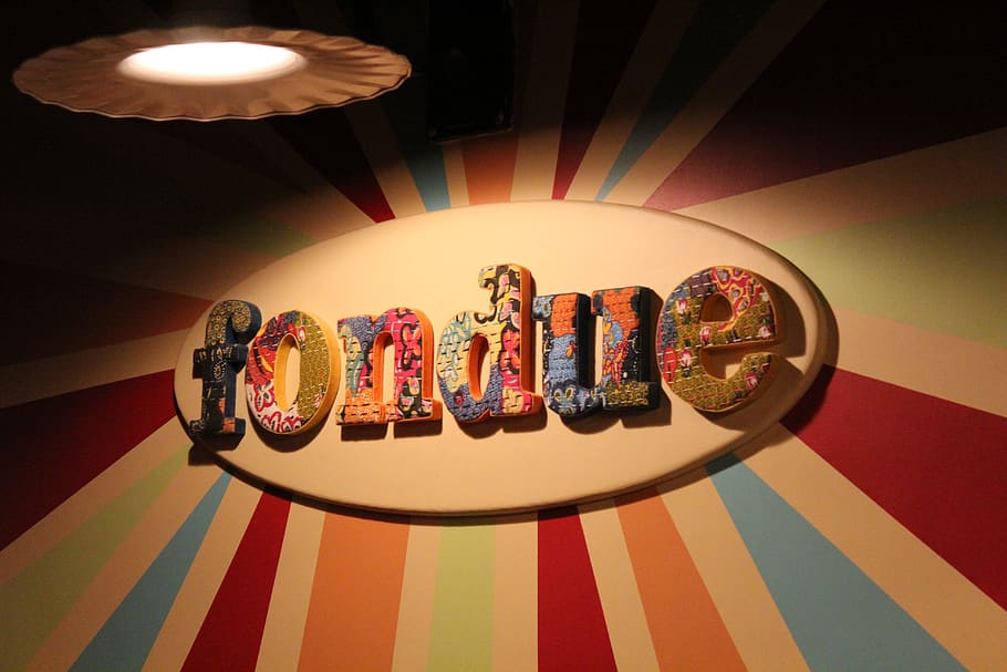 united states, durham, brightleaf, fondue, sign, indoors, multi colored, HD wallpaper