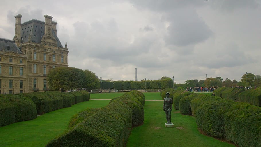 france, paris, sky, architecture, cloud - sky, plant, grass HD wallpaper