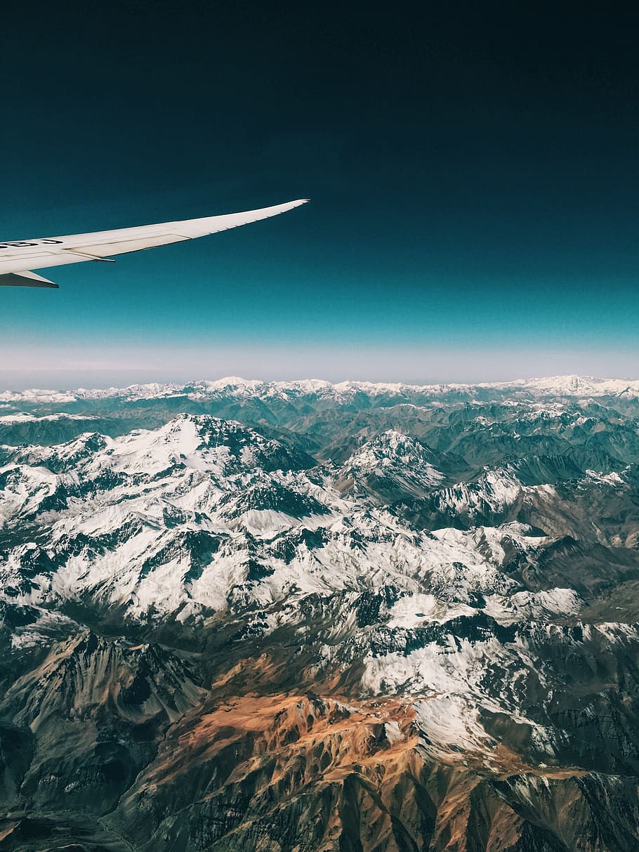 chile, los andes, air vehicle, airplane, aerial view, flying, HD wallpaper