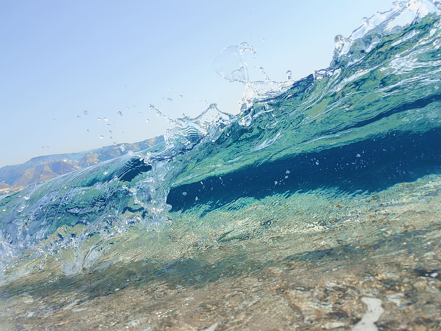 waves, summer, beach, water, cyan, blue, splash, drop, slowmo HD wallpaper