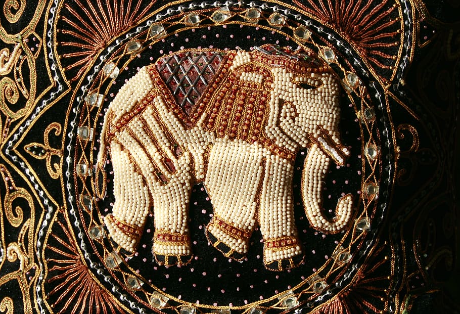 asian, background, decor, elephant, ornament, pattern, thai HD wallpaper