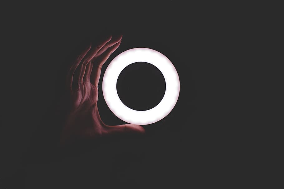 dark, night, circle, round, light, hand, palm, human hand, one person HD wallpaper