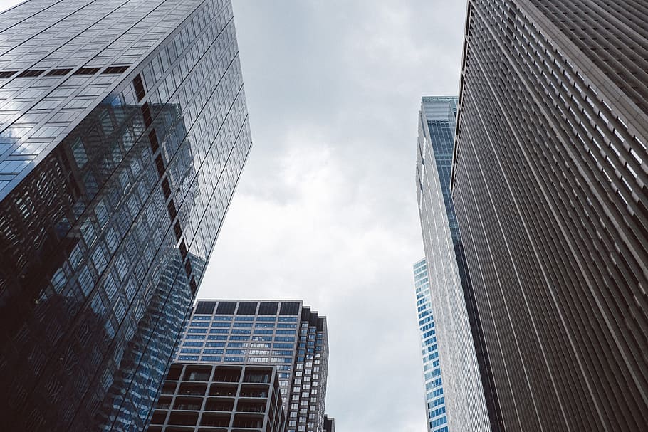 Skyscrapers downtown Chicago, abstract, architecture, blue, buildings HD wallpaper