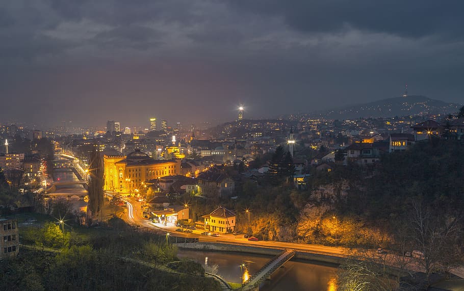 sarajevo, bosnia and herzegovina, panorama, city, sky, building exterior, HD wallpaper