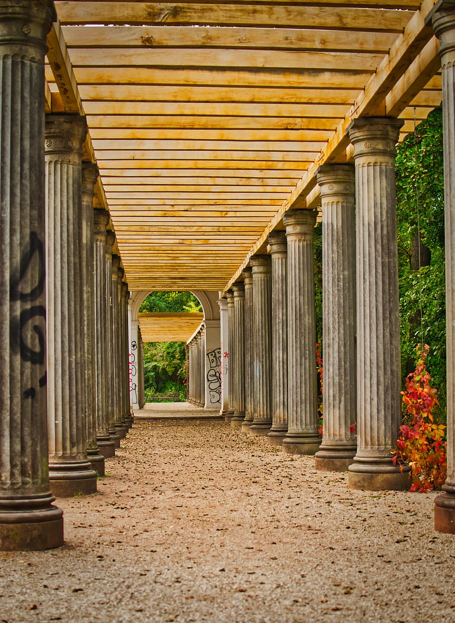 arcade, graffiti, columnar, trellis, stone, architecture, built structure HD wallpaper