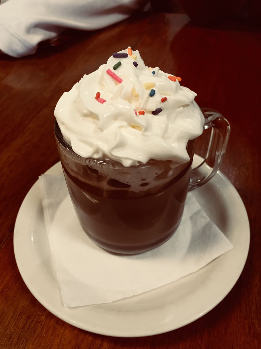 warm, fall, cocoa, chocolate, whipped cream, yummy, sprinkles HD wallpaper