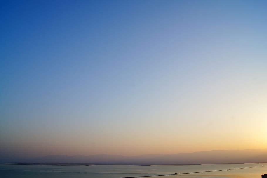 sunrise, sky, blue, landscape, nature, sea, water, summer, mood HD wallpaper