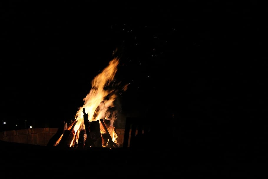 fire, embers, night, burning, flame, fire - natural phenomenon HD wallpaper
