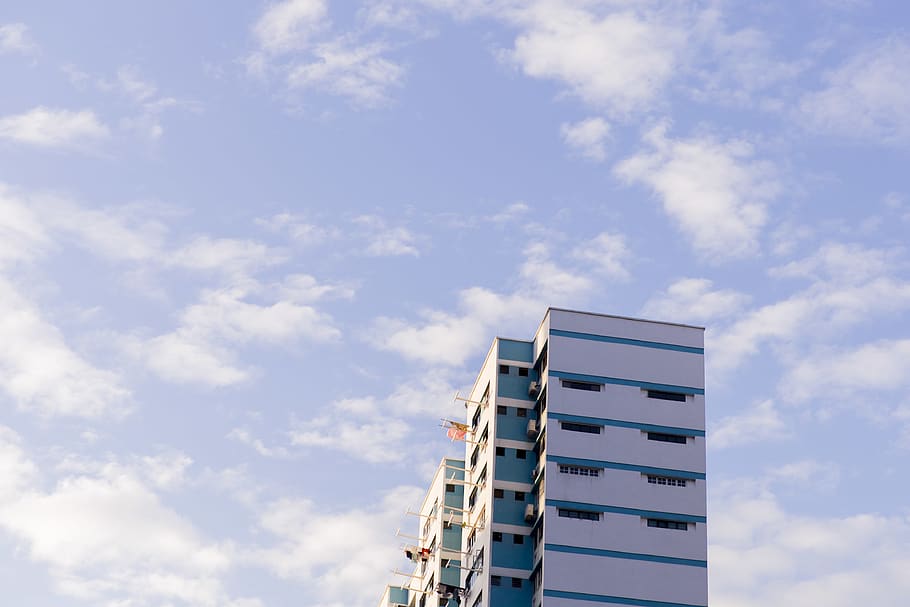 apartment, clouds, skies, laundry, cloud - sky, architecture HD wallpaper