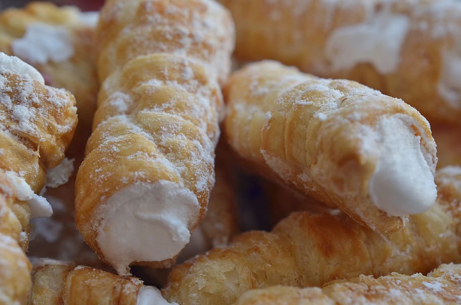 cannolis, dessert, sweetness, baking, sugar, confectioner's HD wallpaper