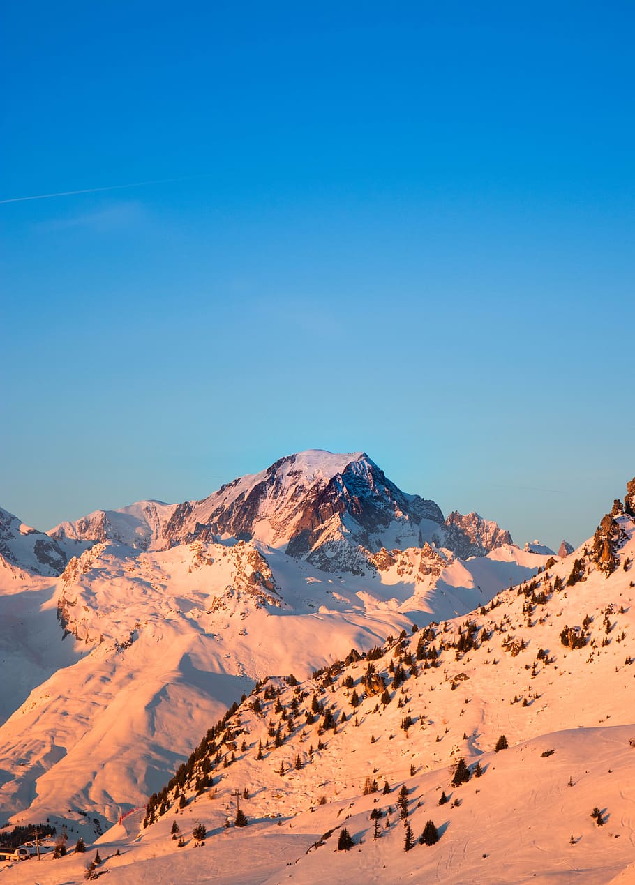 mountain covering with snow, beauty in nature, scenics - nature HD wallpaper