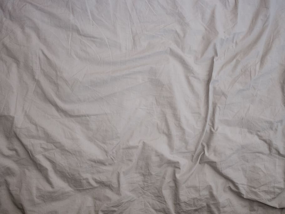 white textile, crumpled, bed, linen, sheet, textured, wrinkled, HD wallpaper