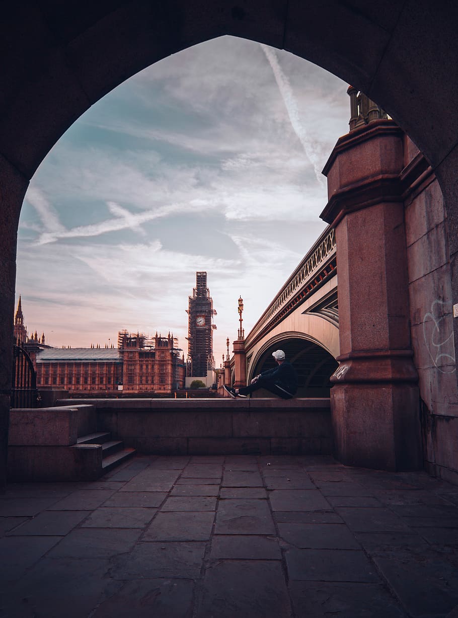 view of tower clock, building, architecture, city, dome, urban HD wallpaper