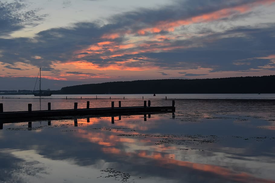 sunset, evening sky, nature, reflection, water, cloud - sky HD wallpaper