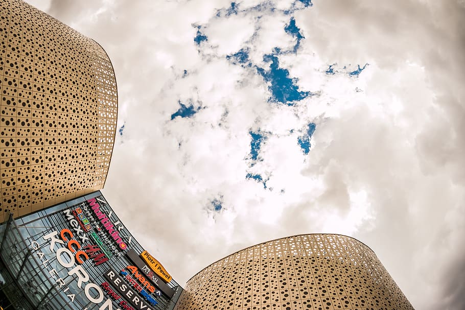 White Clouds, advertisements, architecture, art, buildings, city HD wallpaper