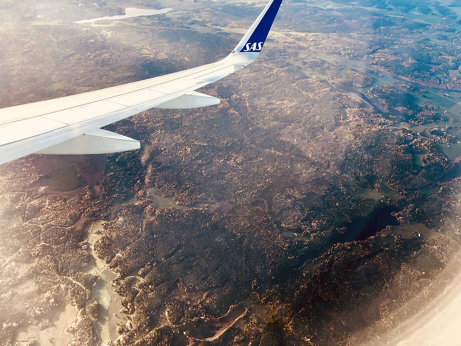 airplane, air vehicle, mode of transportation, aircraft wing HD wallpaper